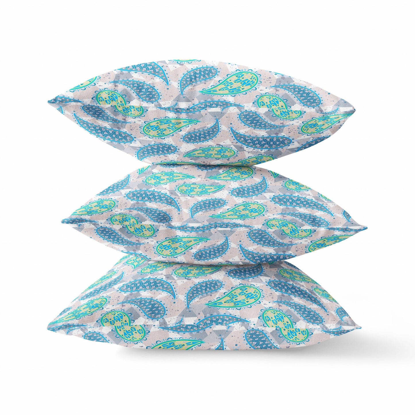 Green Indigo Boho Paisley Suede Pillow