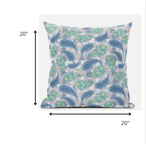 Green Indigo Boho Paisley Suede Pillow