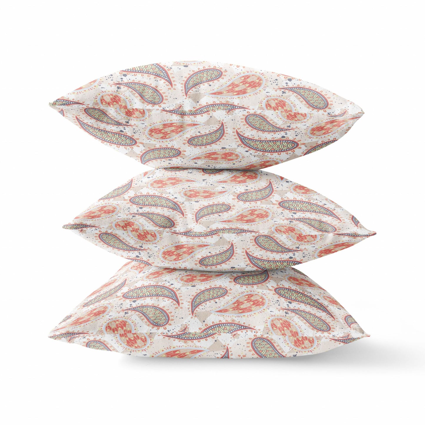 Red Beige Boho Paisley Suede Pillow