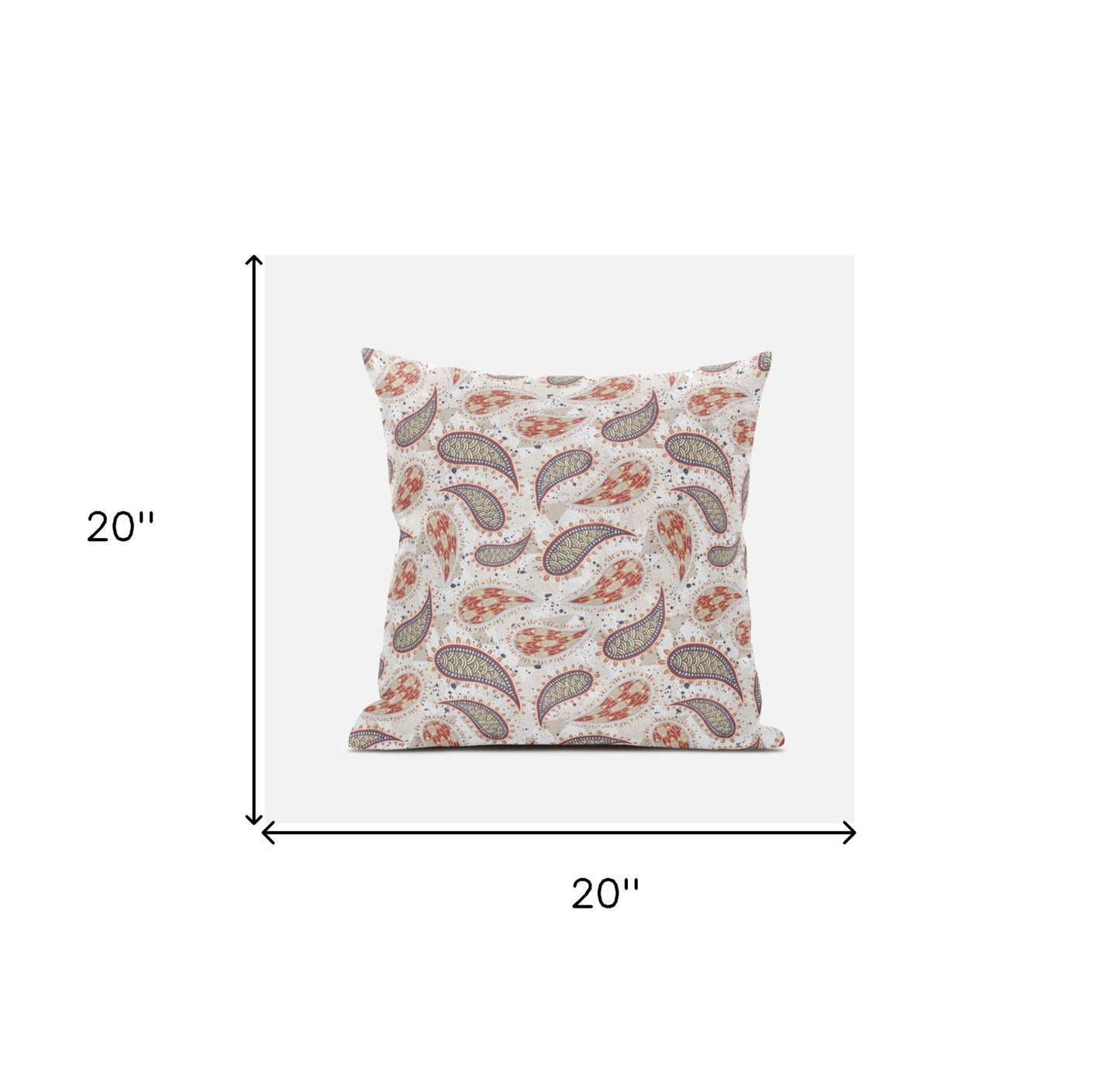 Red Beige Boho Paisley Suede Pillow