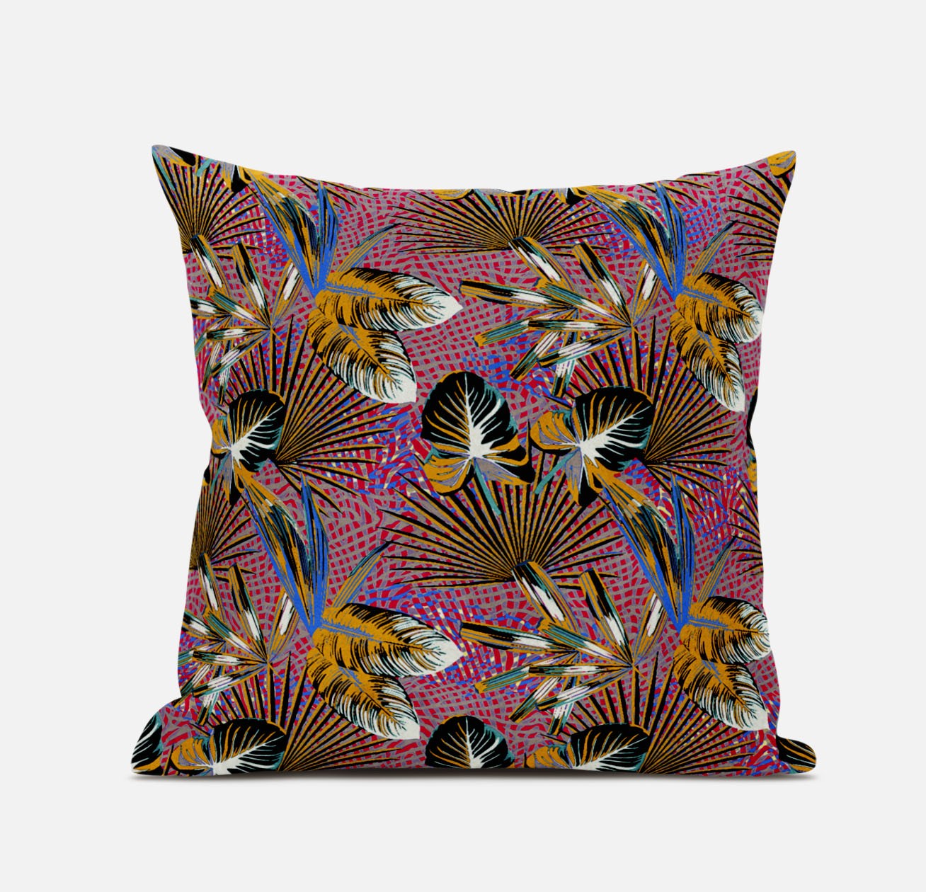 Magenta Gold Tropical Suede Pillow