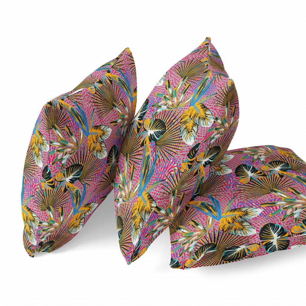 Magenta Gold Tropical Suede Pillow