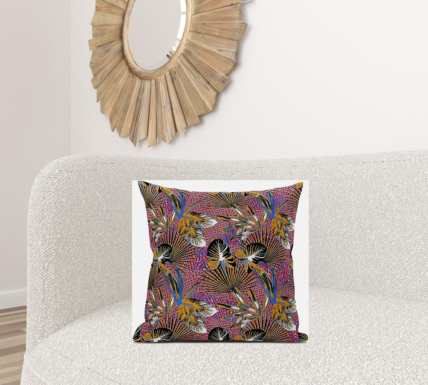Magenta Gold Tropical Suede Pillow