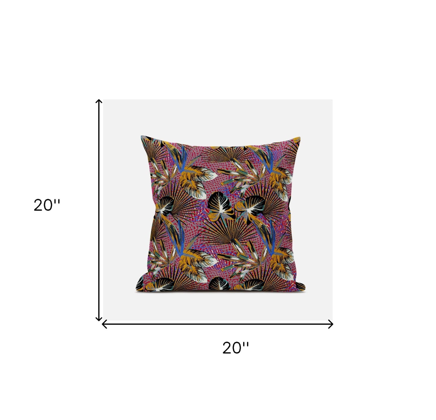 Magenta Gold Tropical Suede Pillow