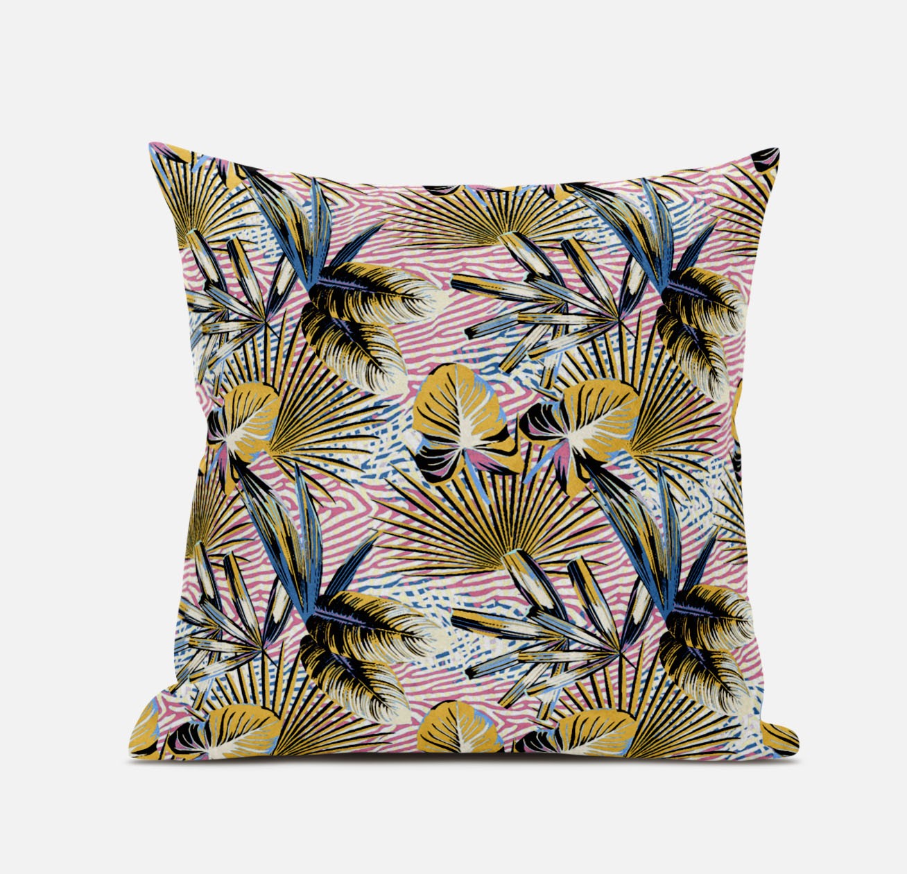 Gold Pink Tropical Suede Pillow