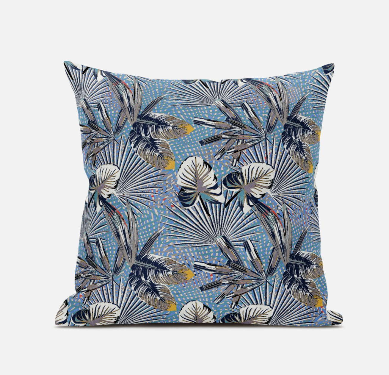 Gray Blue Tropical Suede Pillow