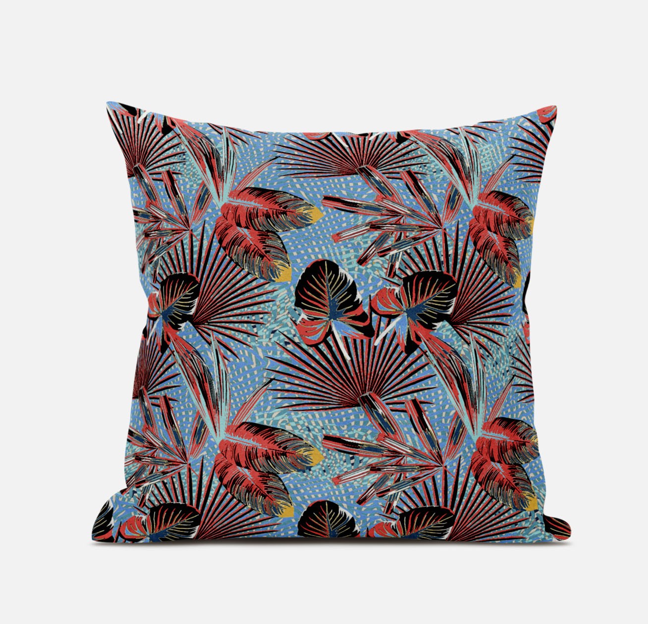 Coral Blue Tropical Suede Pillow