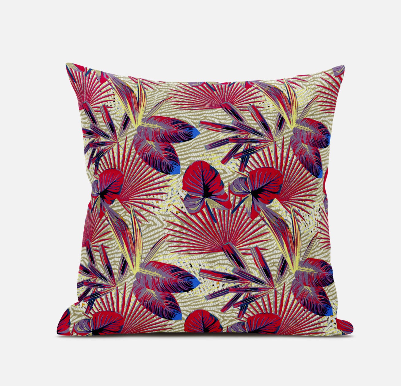 Pink Yellow Tropical Suede Pillow