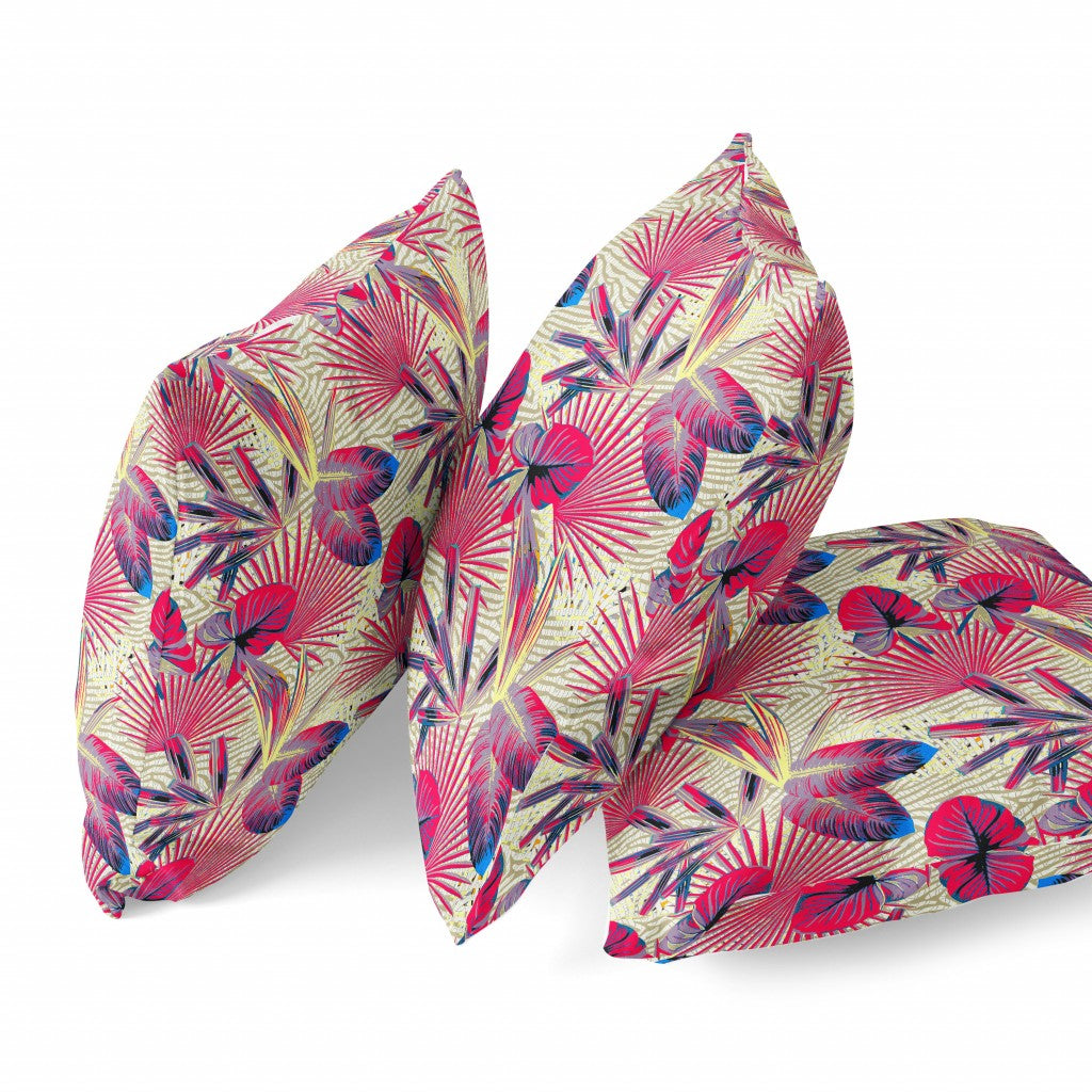 Pink Yellow Tropical Suede Pillow