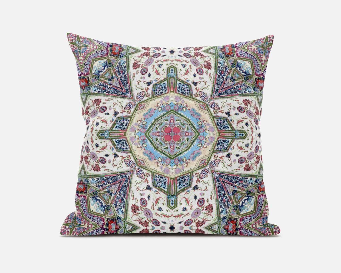 Cream Pink Boho Flower Suede Pillow