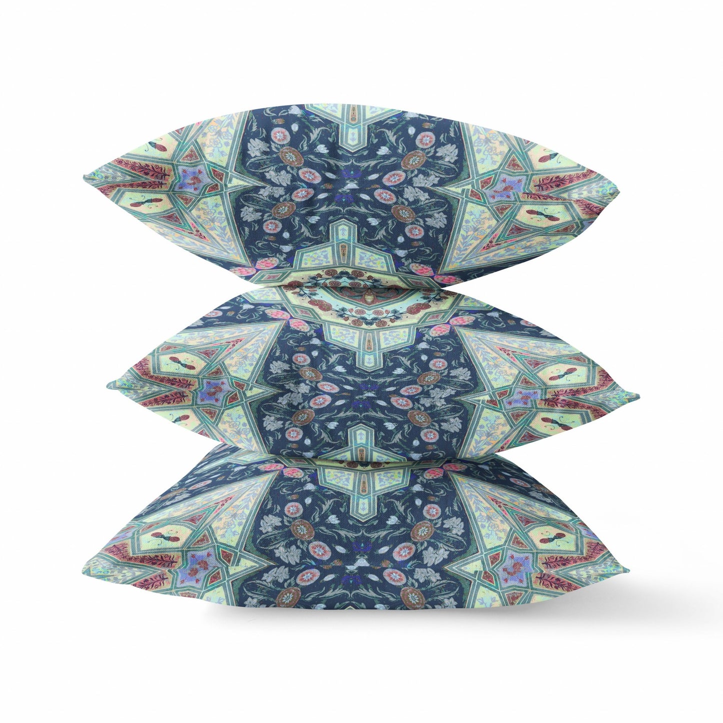 Aqua Blue Boho Chic Pattern Suede Pillow