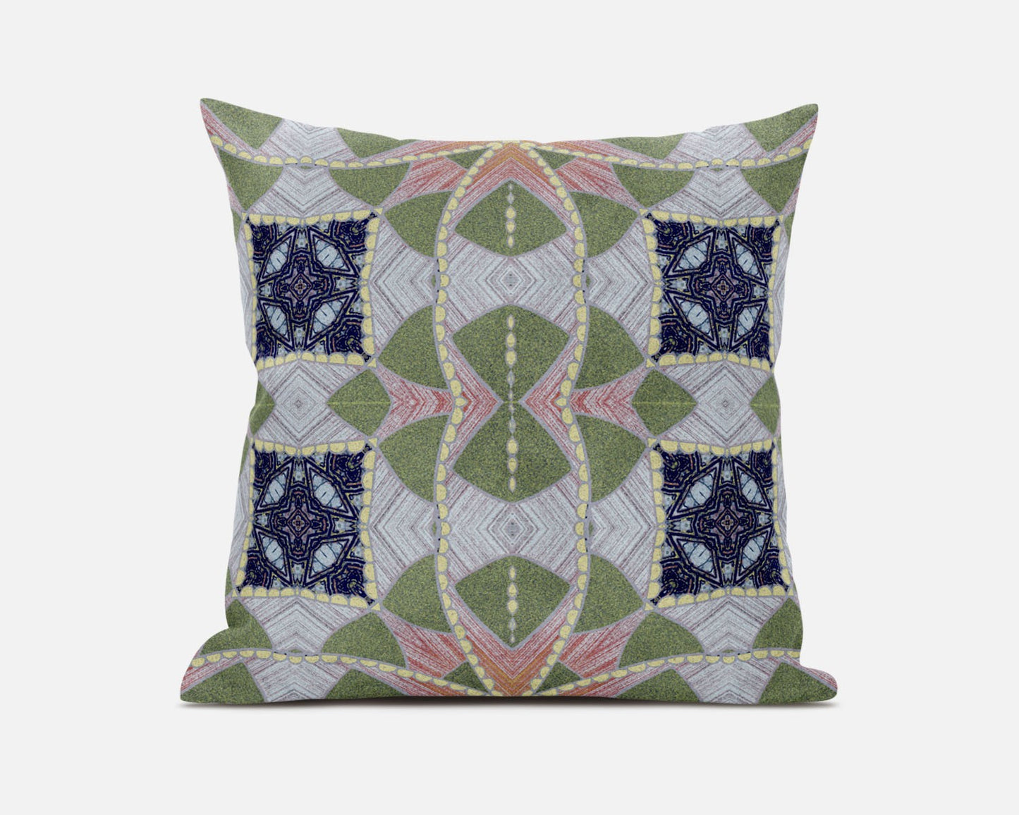 Green Pink Cosmic Circle Boho Suede Pillow