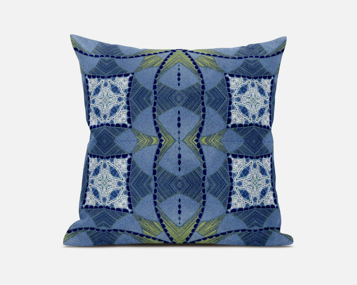 Blue White Cosmic Circle Boho Suede Pillow