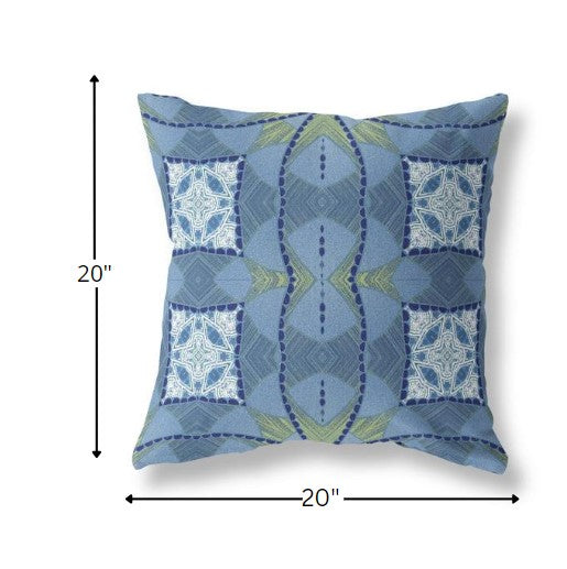 Blue White Cosmic Circle Boho Suede Pillow