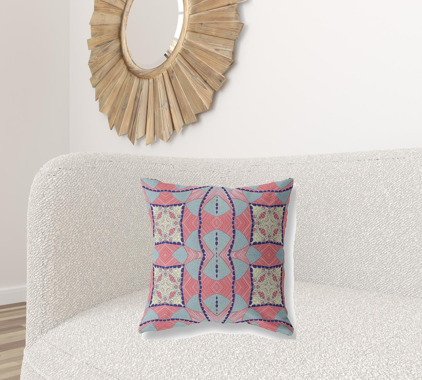 Red Blue Cosmic Circle Boho Suede Pillow