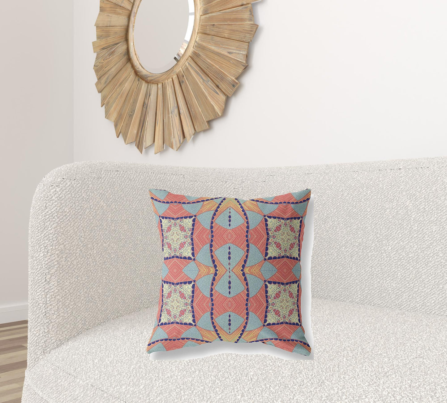 Red Indigo Cosmic Circle Boho Suede Pillow