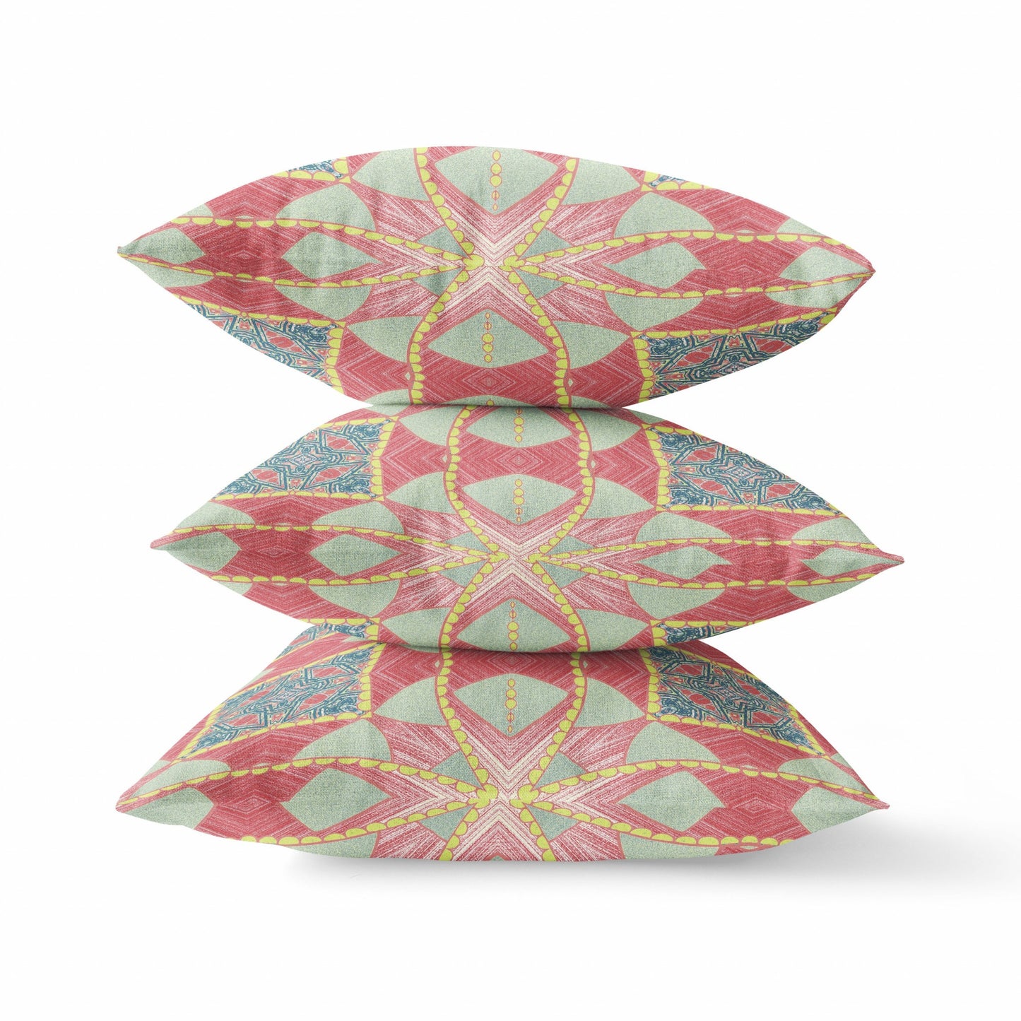 Red Yellow Cosmic Circle Boho Suede Pillow