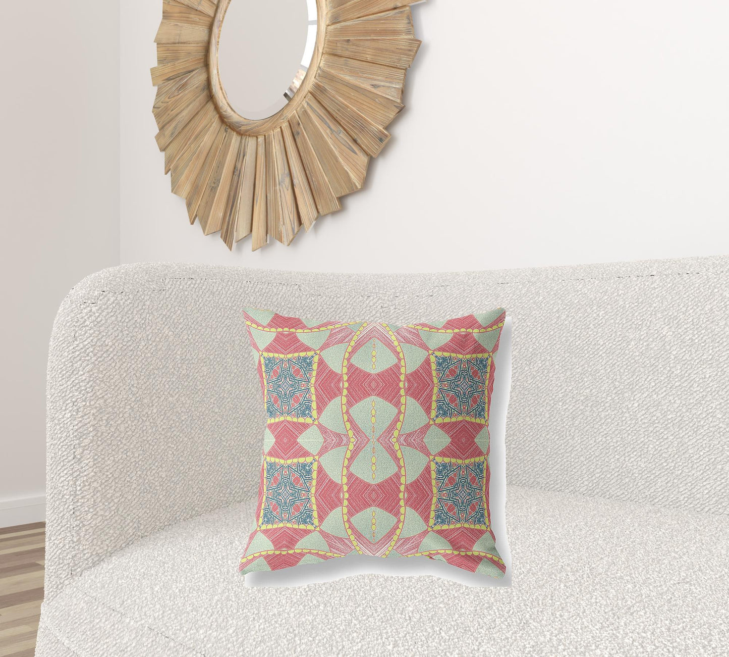 Red Yellow Cosmic Circle Boho Suede Pillow