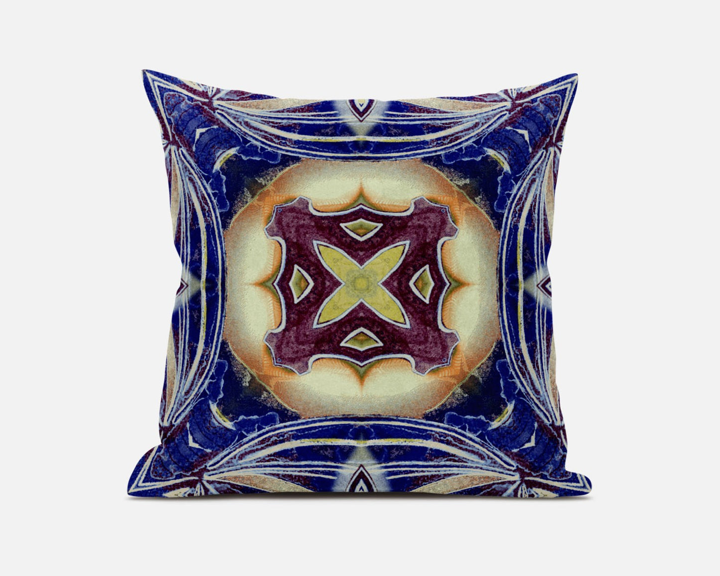 Indigo Cream Geo Tribal Suede Pillow
