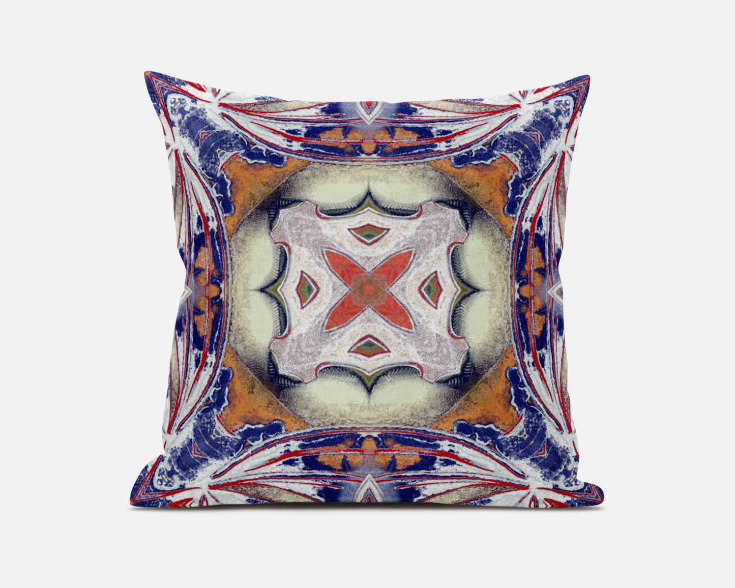 Pale Orange Blue Geo Tribal Suede Pillow