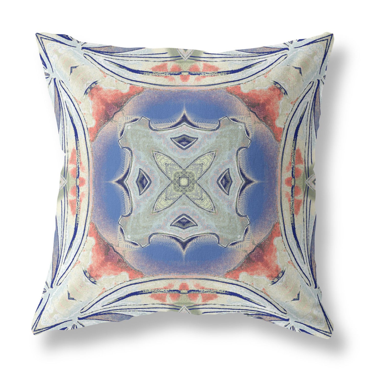 Cream Peach Geo Tribal Suede Pillow