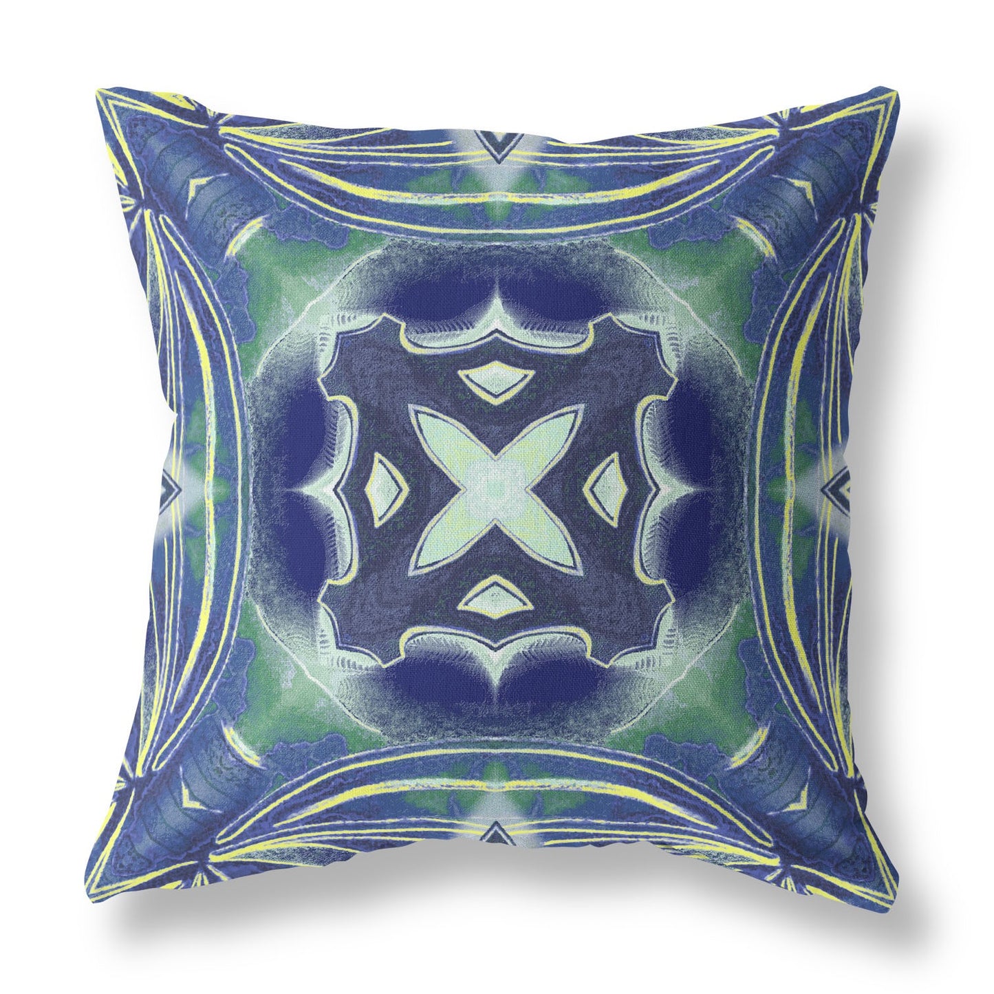Evening Blue Green Geo Tribal Suede Pillow