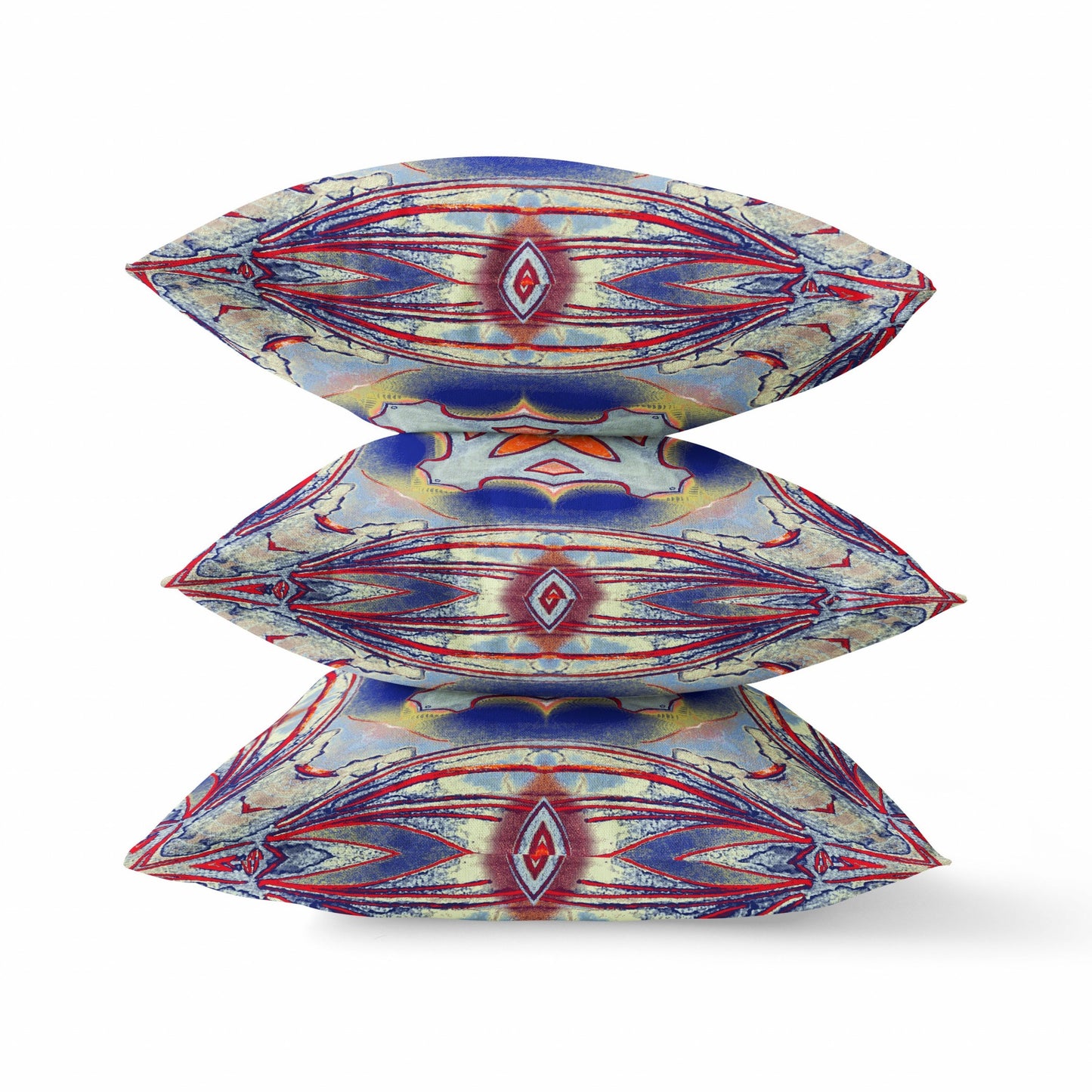 Red Blue Geo Tribal Suede Pillow
