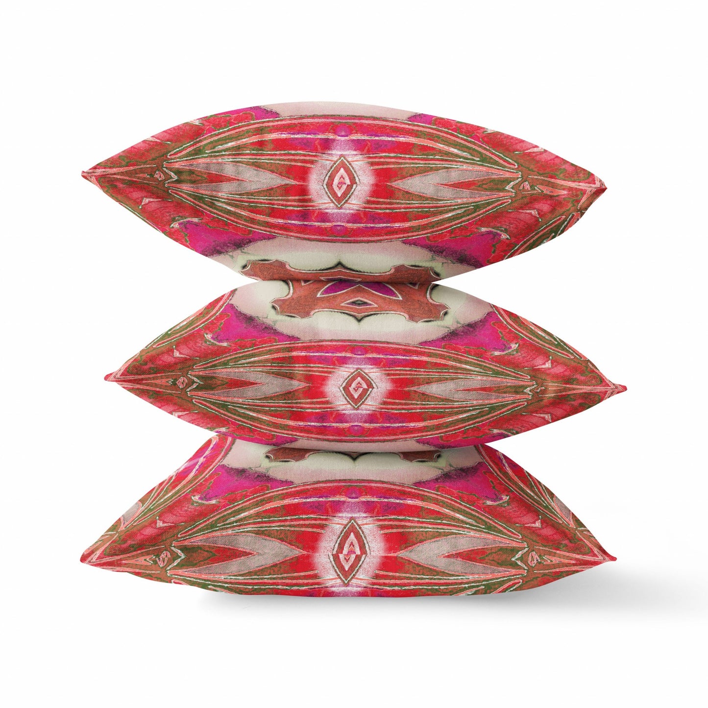Fuchsia Red Geo Tribal Suede Pillow