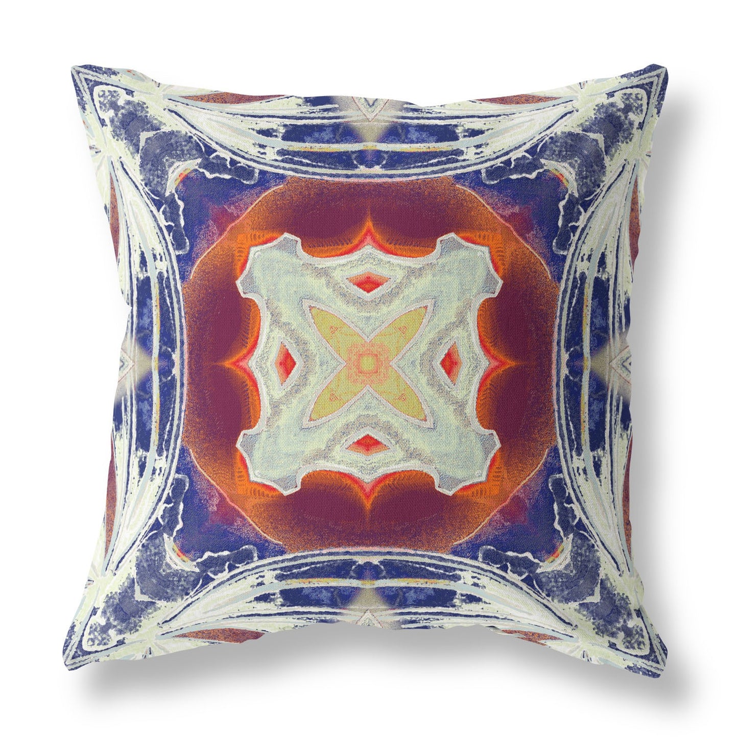 Indigo White Geo Tribal Suede Pillow