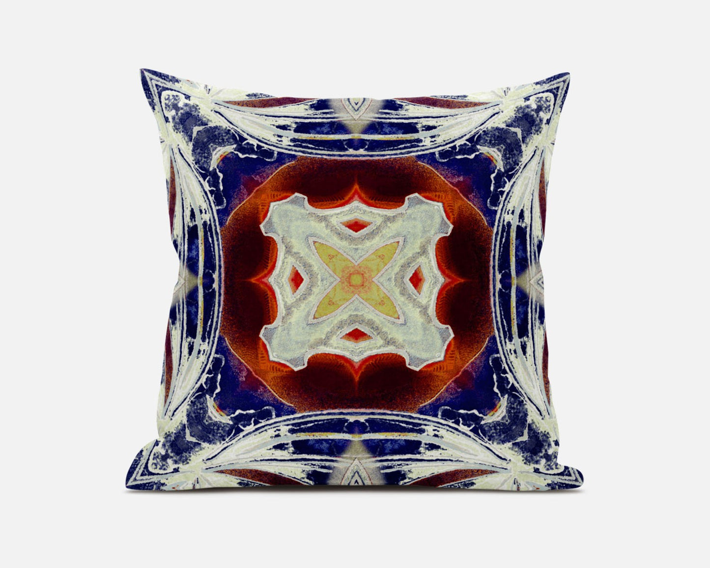 Indigo White Geo Tribal Suede Pillow