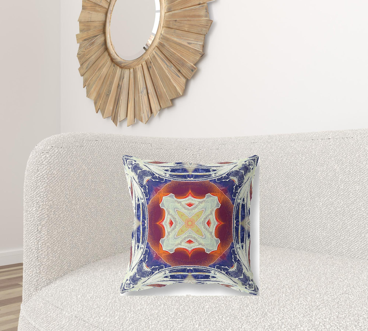 Indigo White Geo Tribal Suede Pillow