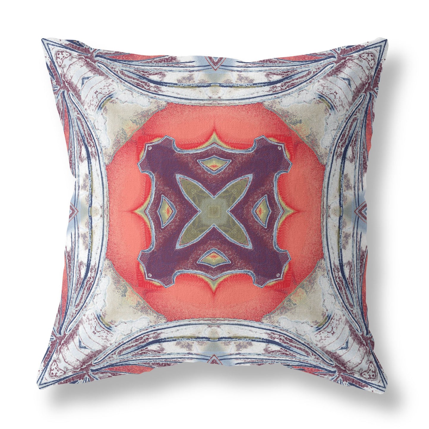 Gray Peach Geo Tribal Suede Pillow