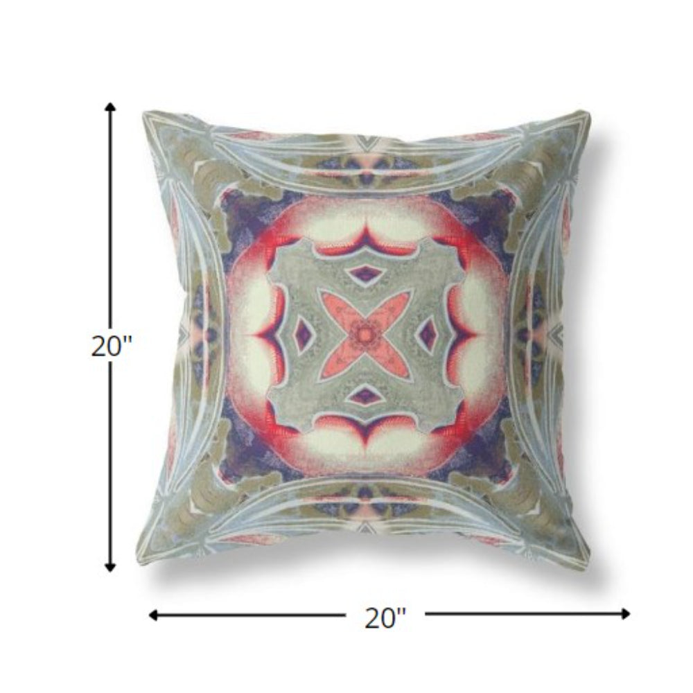 Sage Pink Geo Tribal Suede Pillow