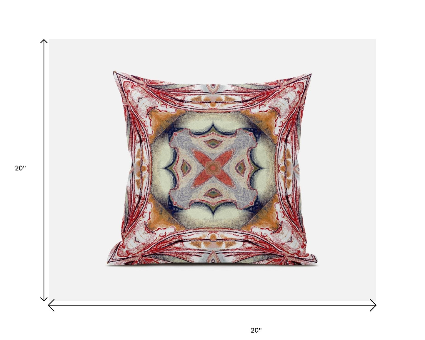 Red Orange Geo Tribal Suede Pillow
