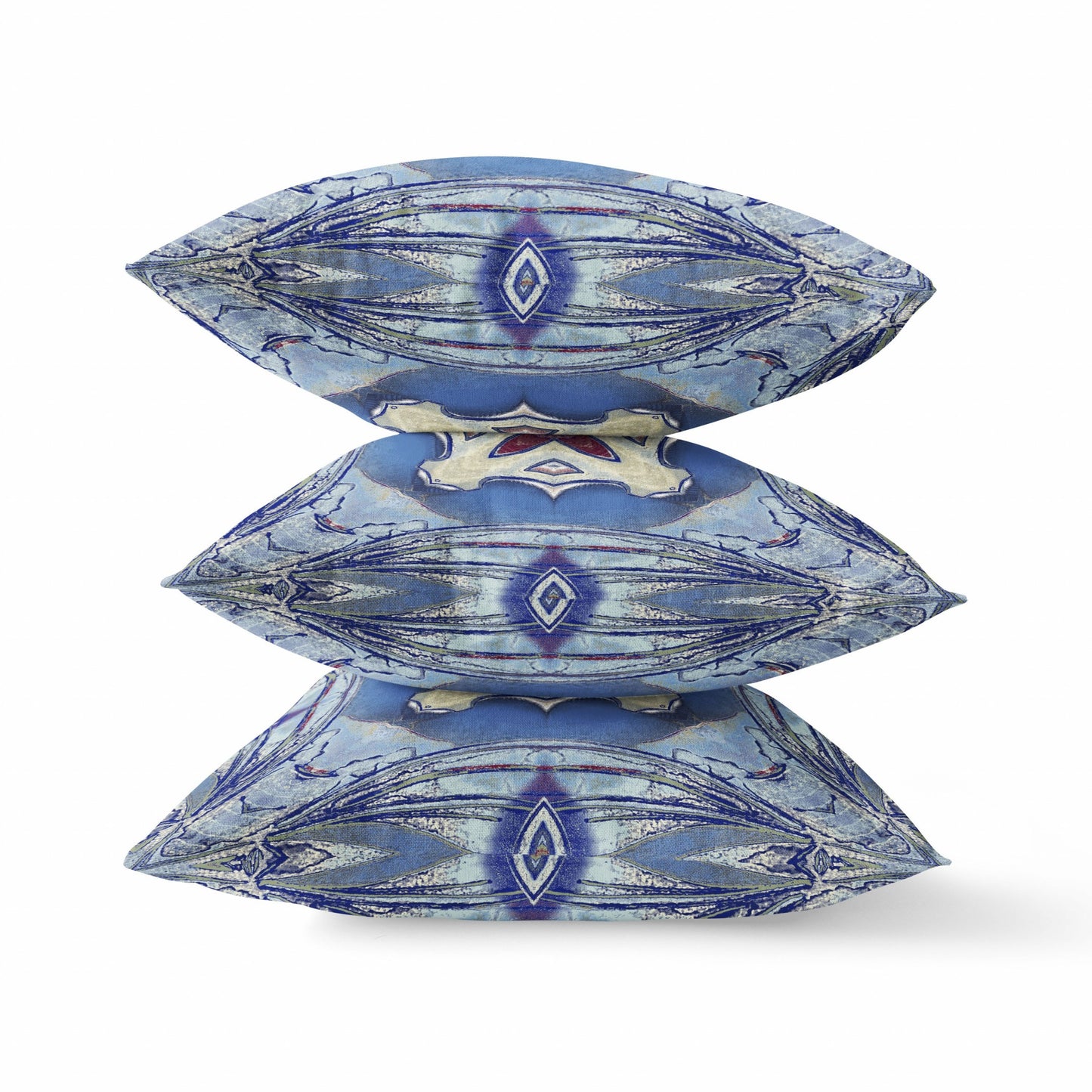 Blue Cream Geo Tribal Suede Pillow