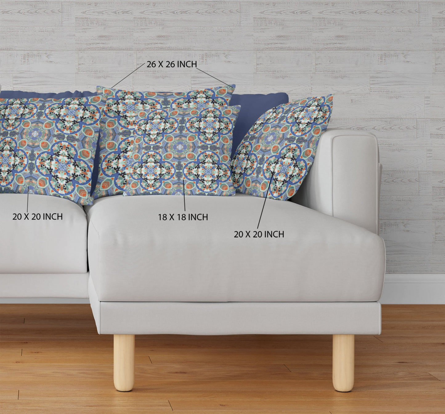 Blue Orange Cloverleaf Boho Suede Pillow