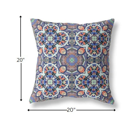 Gray Blue Cloverleaf Boho Suede Pillow