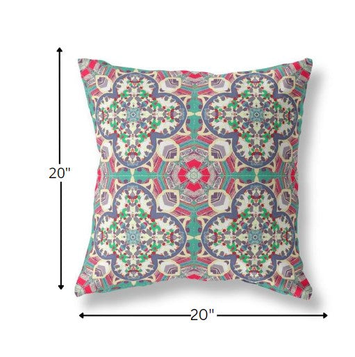 Gray Pink Cloverleaf Boho Suede Pillow