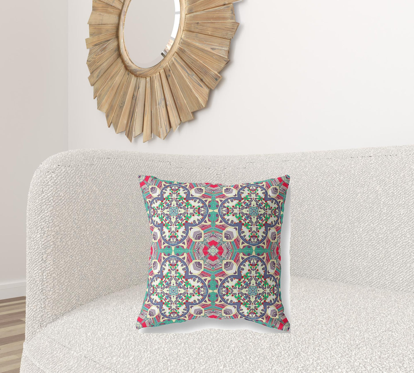 Gray Pink Cloverleaf Boho Suede Pillow