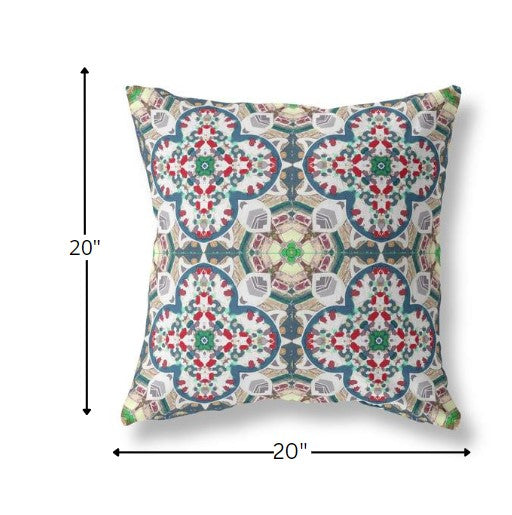 Green White Cloverleaf Boho Suede Pillow