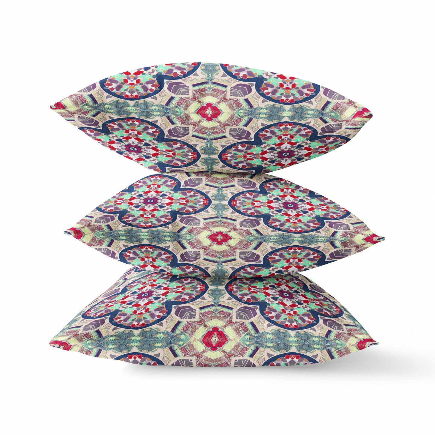 Mauve Blue Cloverleaf Boho Suede Pillow