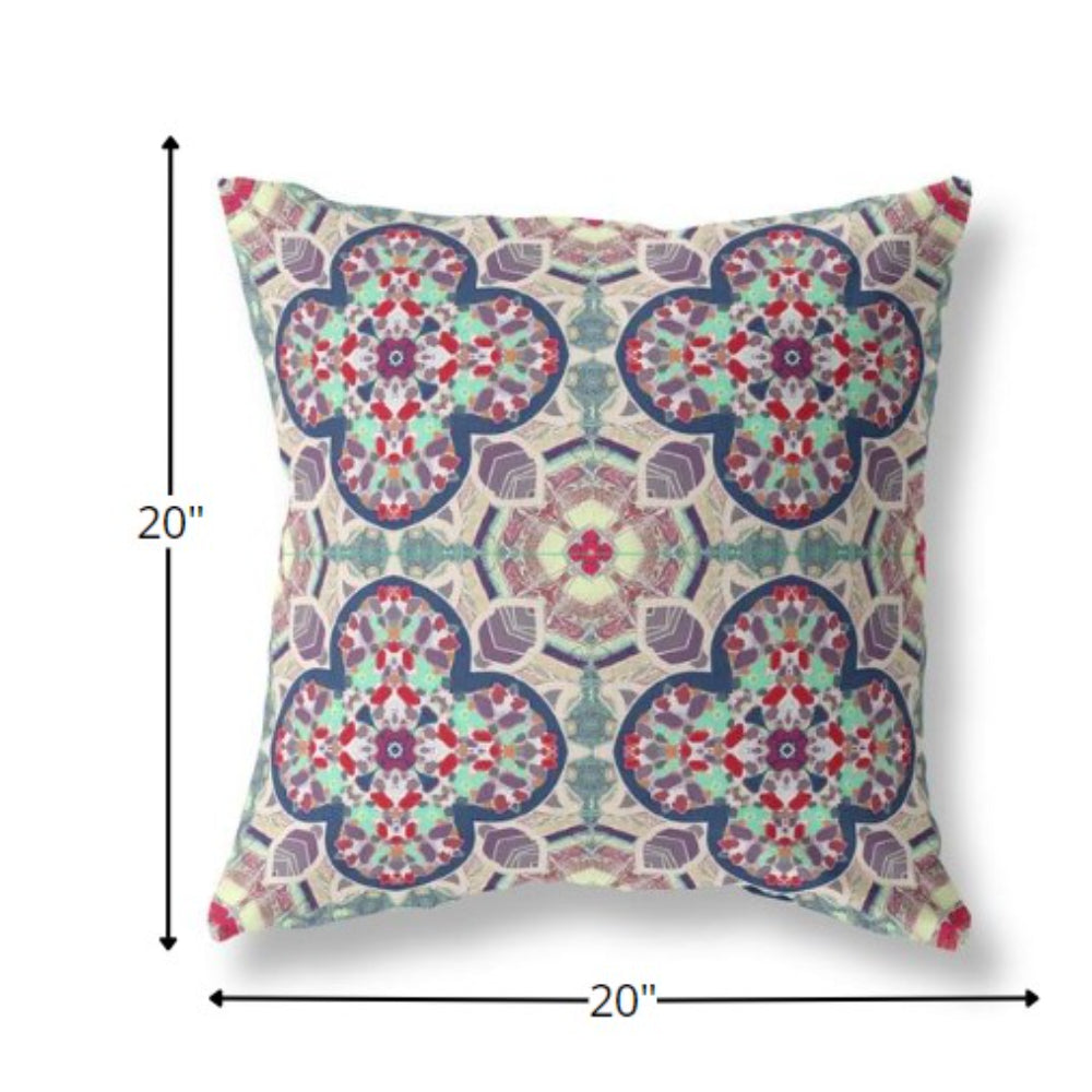 Mauve Blue Cloverleaf Boho Suede Pillow