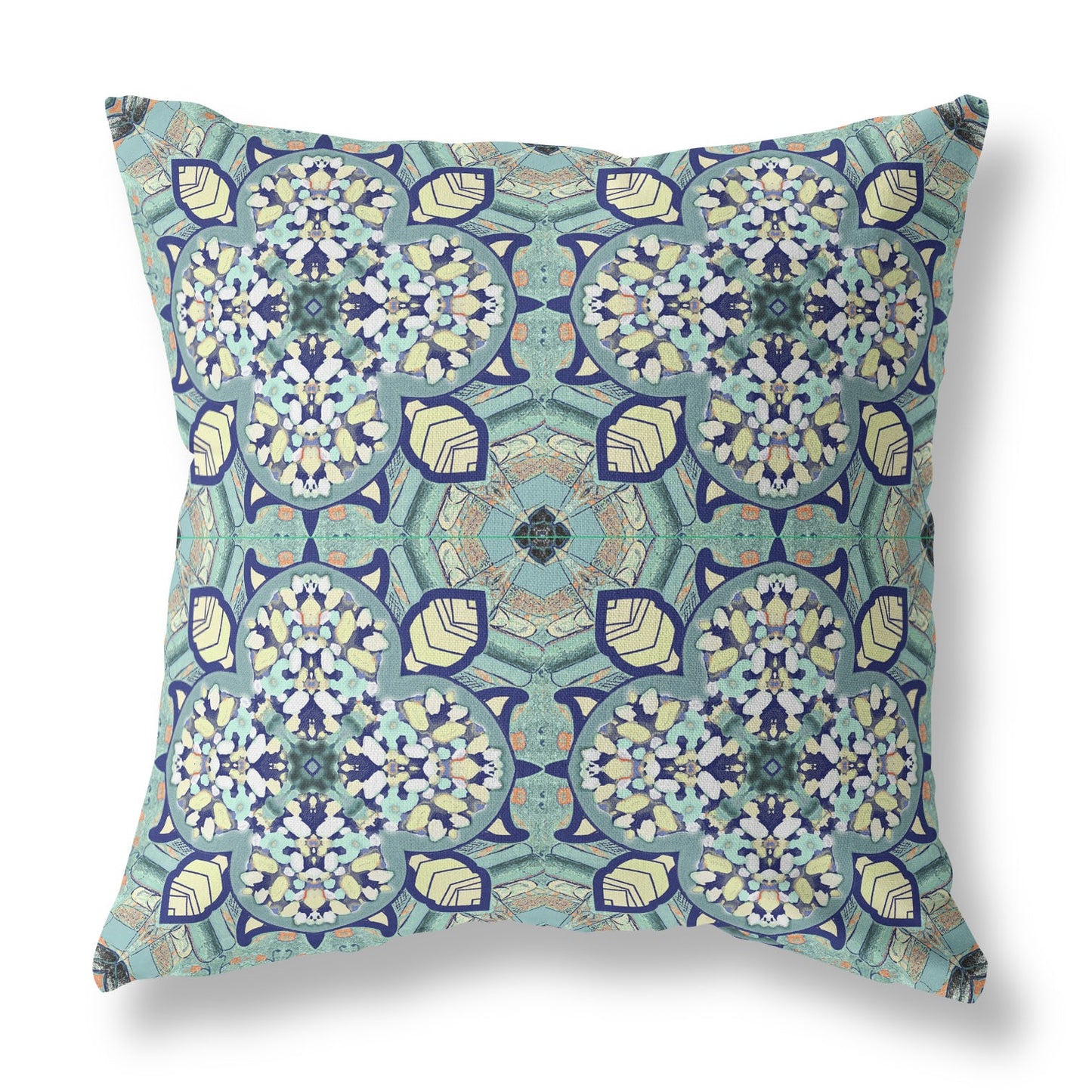 Green Cream Cloverleaf Boho Suede Pillow
