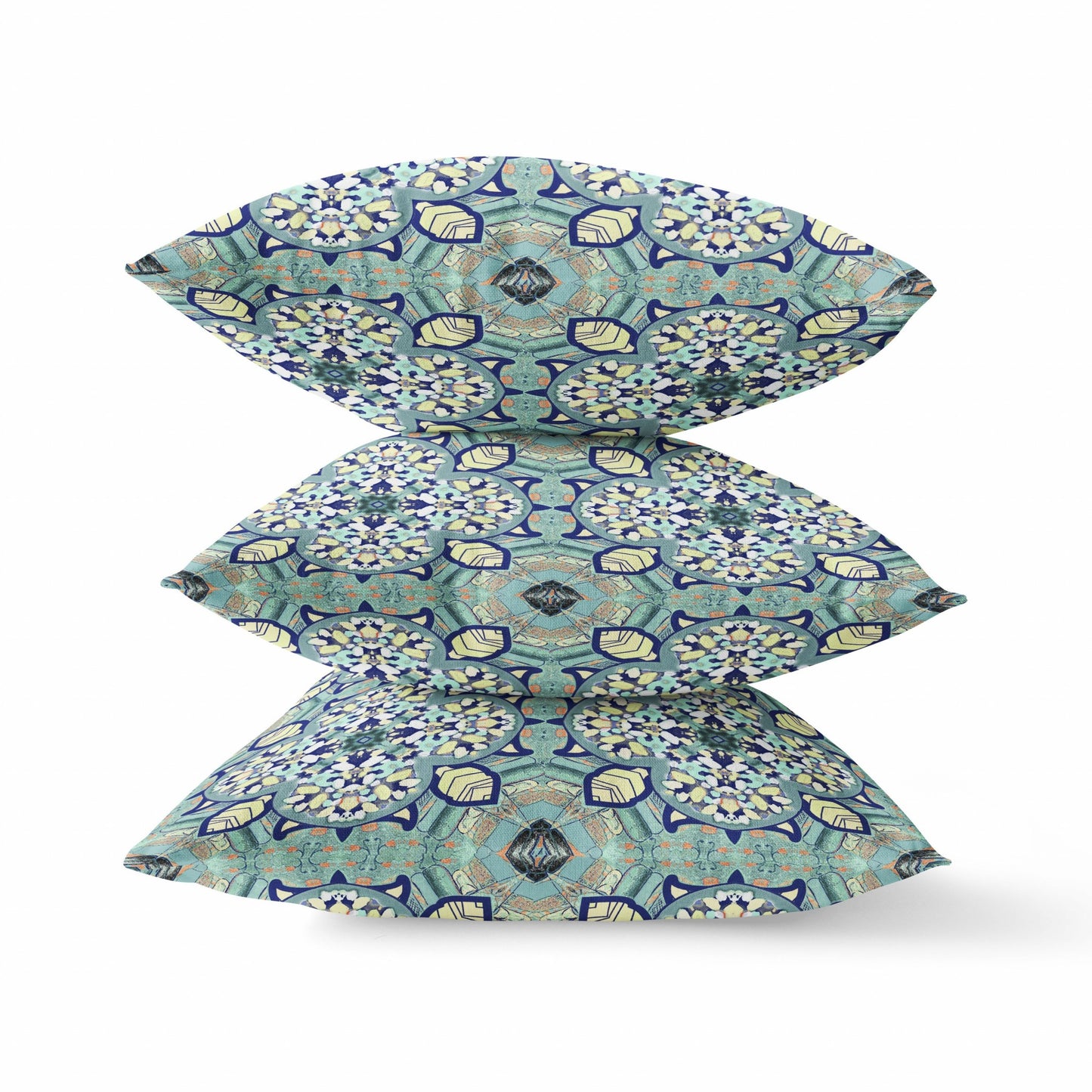 Green Cream Cloverleaf Boho Suede Pillow