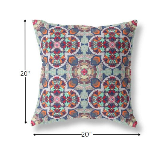 Green Orange Cloverleaf Boho Suede Pillow