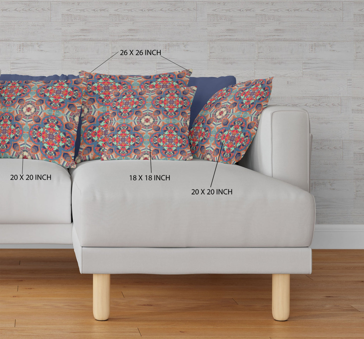 Orange Blue Cloverleaf Boho Suede Pillow
