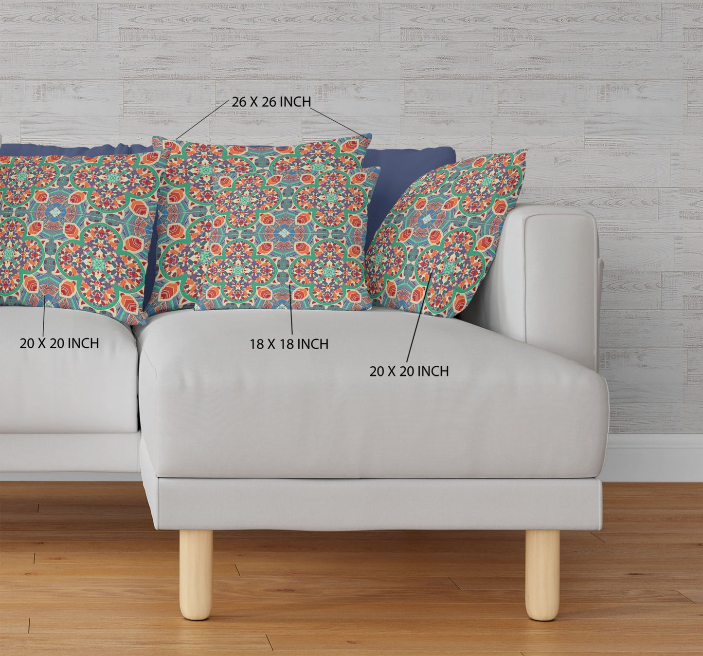 Orange Green Cloverleaf Boho Suede Pillow