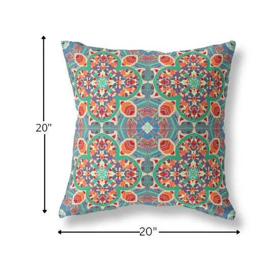 Orange Green Cloverleaf Boho Suede Pillow