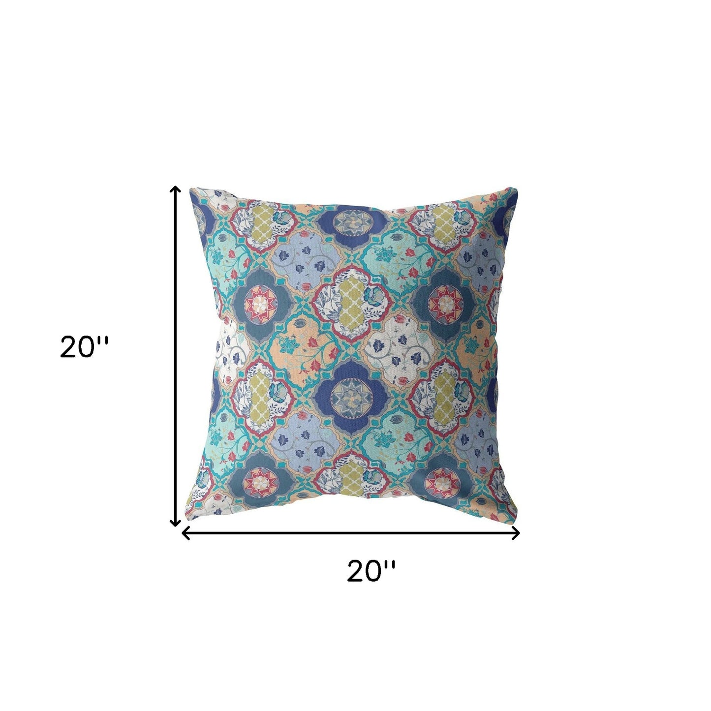 Blue Peach Trellis Suede Pillow