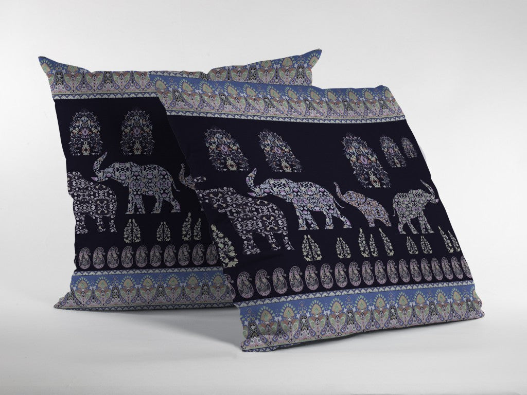 Purple Ornate Elephant Suede Pillow